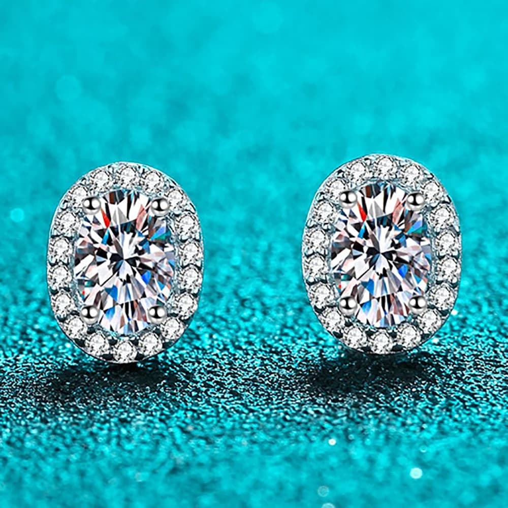 Oval Halo Studs