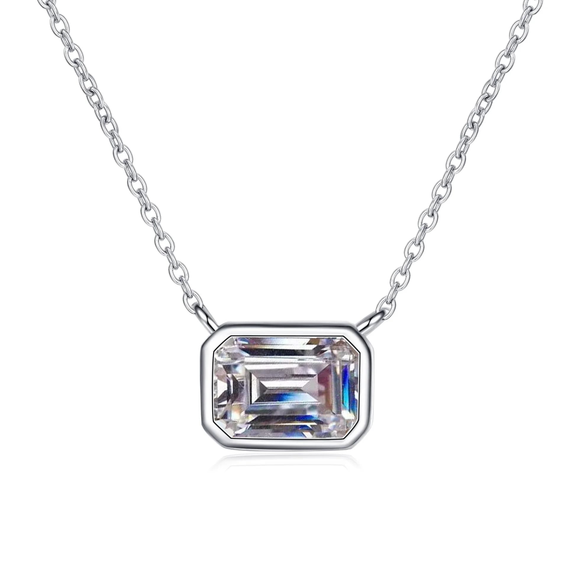 Emerald-Cut Bezel Necklace